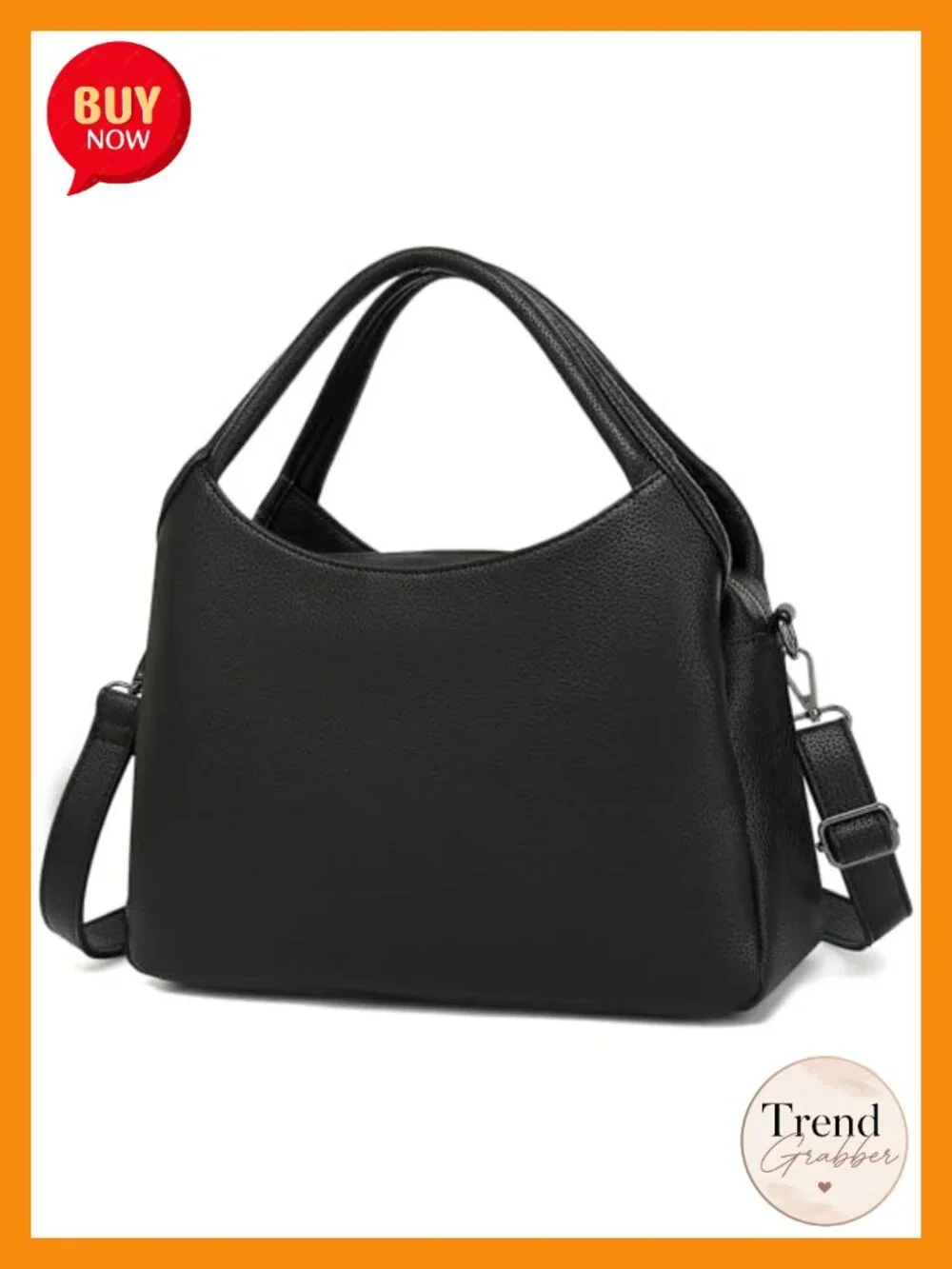 Vegan Leather Satchel Tote with Adjustable Strap, Medium Multi-Compartment